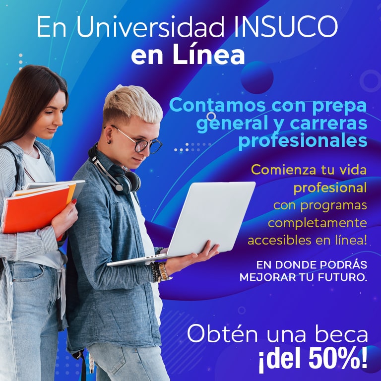 Estudia en línea en Universidad INSUCO tablet banner